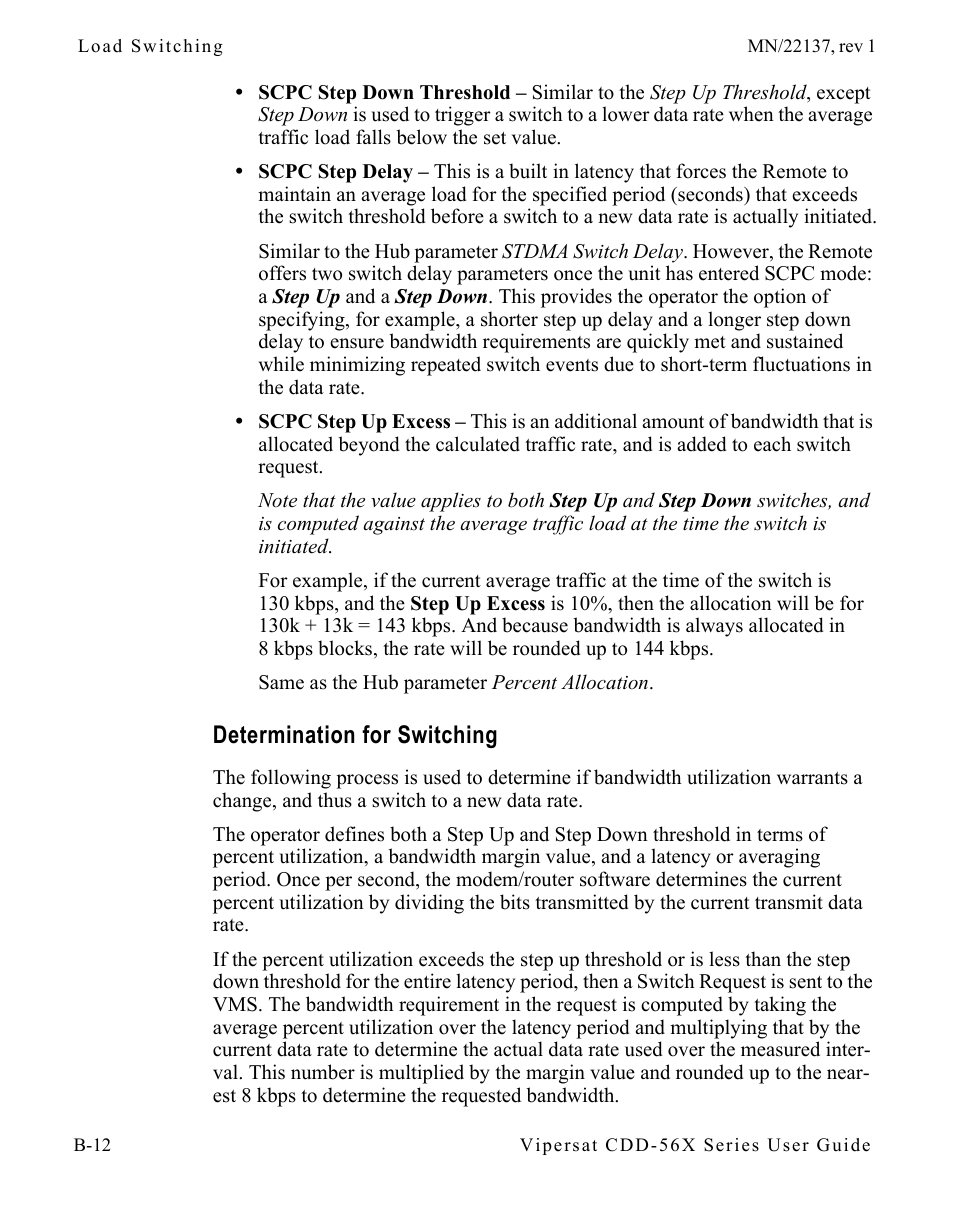 Determination for switching, Determination for switching . . . . . . b-12 | Comtech EF Data CDD-56X Series Vipersat User Manual | Page 112 / 176