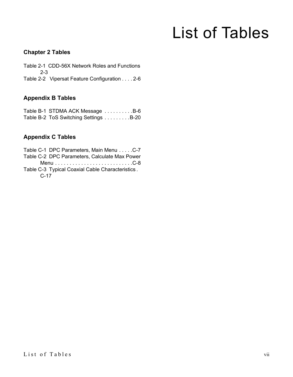 List of tables | Comtech EF Data CDD-56X Series Vipersat User Manual | Page 13 / 176