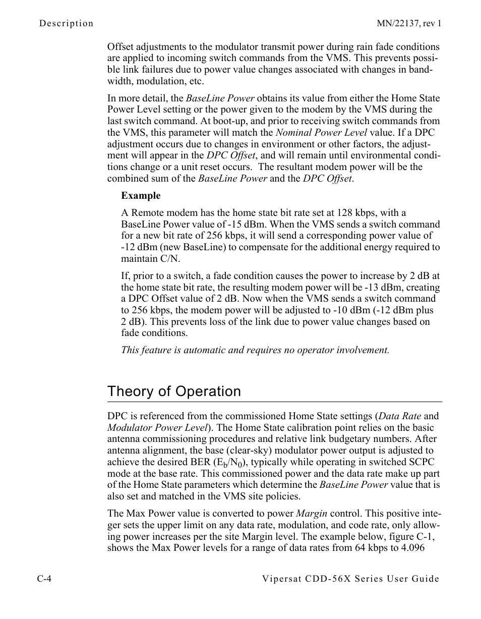 Theory of operation, Theory of operation . . . . . . . . . . . . .c-4 | Comtech EF Data CDD-56X Series Vipersat User Manual | Page 140 / 176