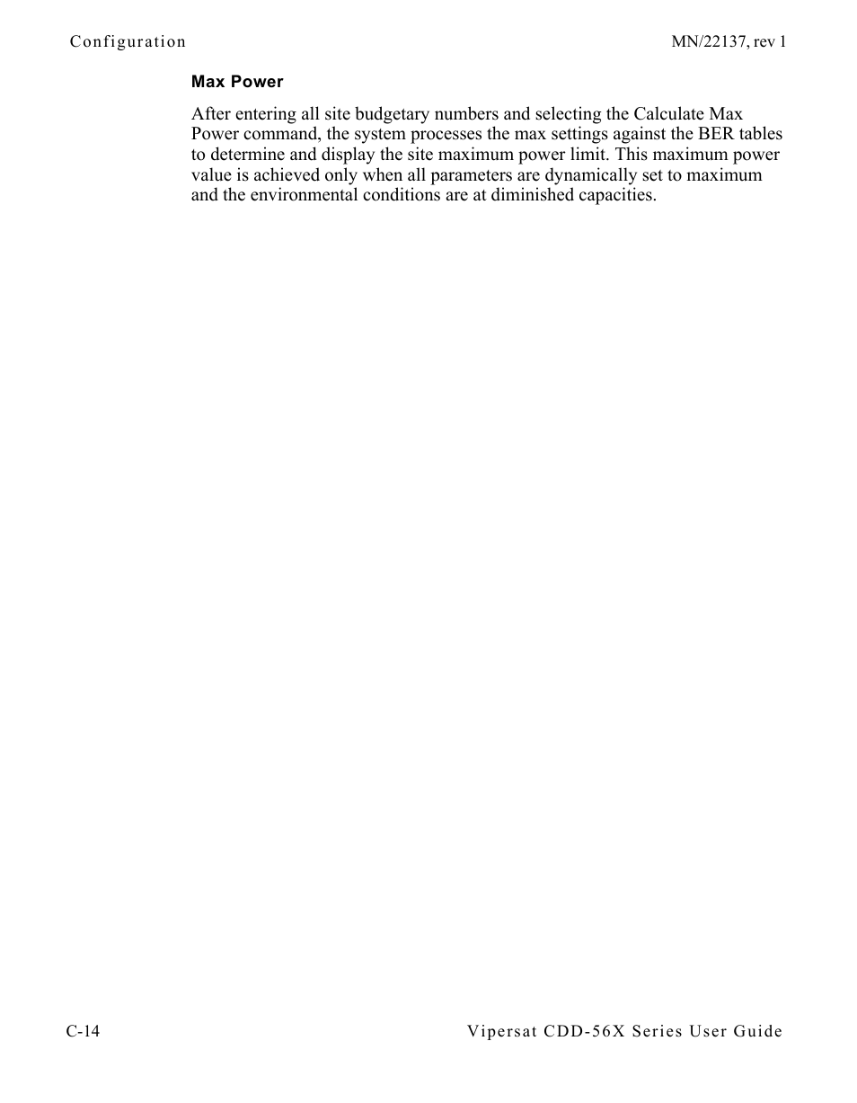 Max power, Max power . . . . . . . . . . . . . c-14 | Comtech EF Data CDD-56X Series Vipersat User Manual | Page 150 / 176