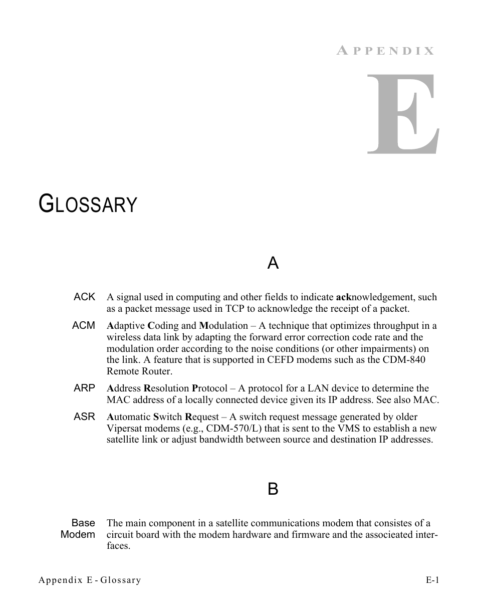 Glossary, Lossary | Comtech EF Data CDD-56X Series Vipersat User Manual | Page 163 / 176