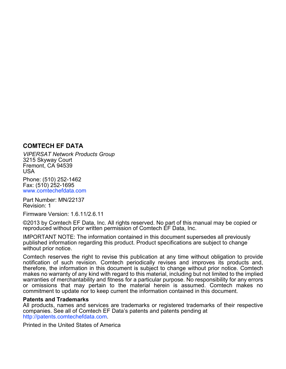 Comtech EF Data CDD-56X Series Vipersat User Manual | Page 4 / 176