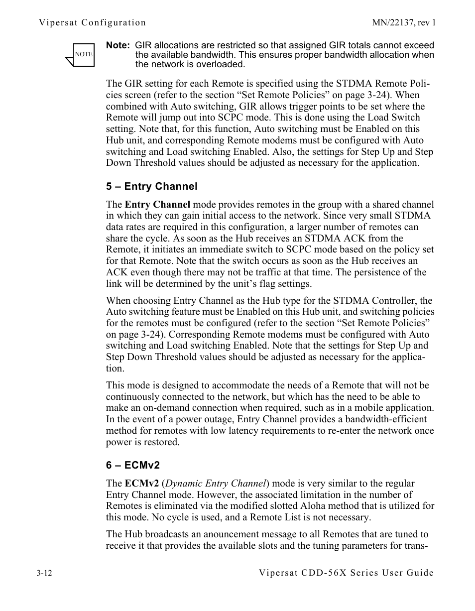 5 – entry channel, 6 – ecmv2, 5 – entry channel -12 6 – ecmv2 -12 | Comtech EF Data CDD-56X Series Vipersat User Manual | Page 46 / 176