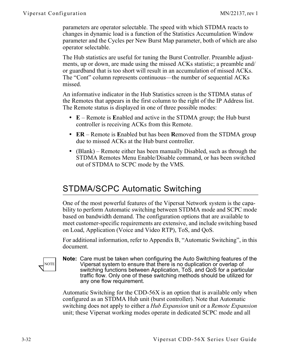 Stdma/scpc automatic switching, Stdma/scpc automatic switching -32, Ection “stdma/scpc automatic switch | Comtech EF Data CDD-56X Series Vipersat User Manual | Page 66 / 176