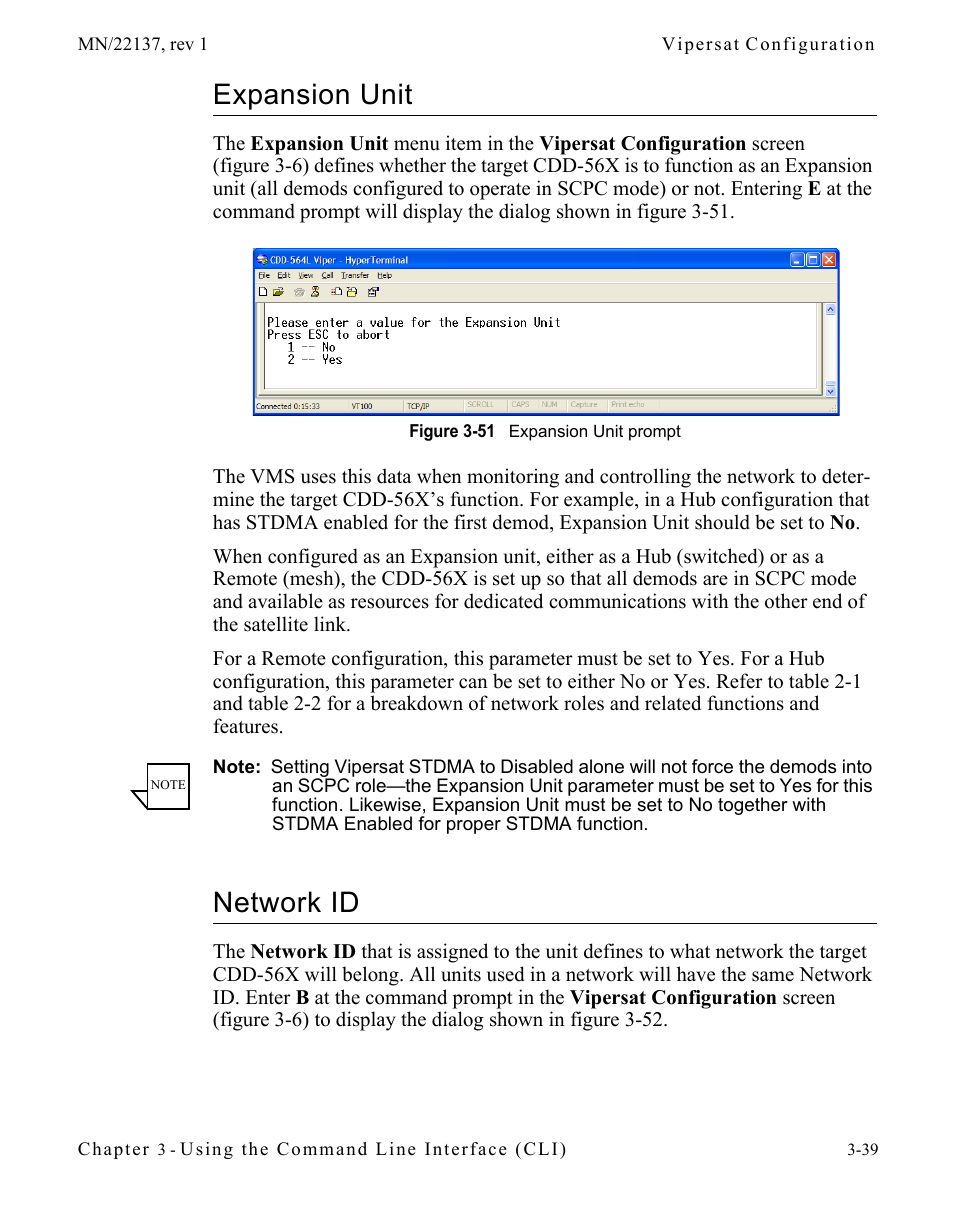 Expansion unit, Network id, Expansion unit -39 network id -39 | Figure 3-51 expansion unit prompt | Comtech EF Data CDD-56X Series Vipersat User Manual | Page 73 / 176