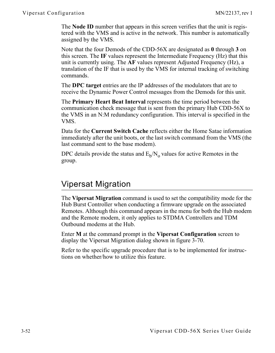 Vipersat migration, Vipersat migration -52 | Comtech EF Data CDD-56X Series Vipersat User Manual | Page 86 / 176