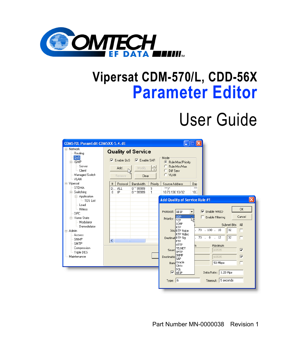 Comtech EF Data CDM-570/L Vipersat Parameter Editor User Manual | 96 pages