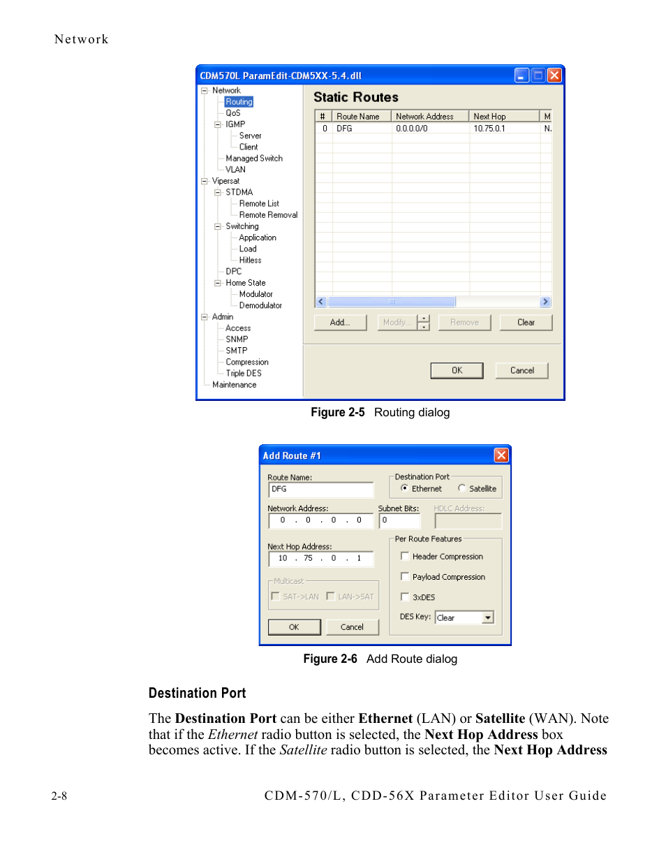 Destination port | Comtech EF Data CDM-570/L Vipersat Parameter Editor User Manual | Page 24 / 96