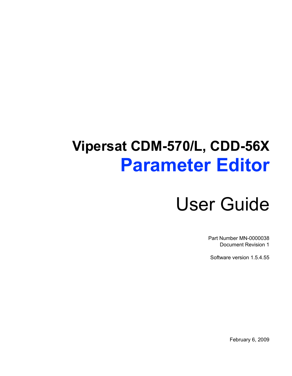 Parameter editor user guide | Comtech EF Data CDM-570/L Vipersat Parameter Editor User Manual | Page 3 / 96
