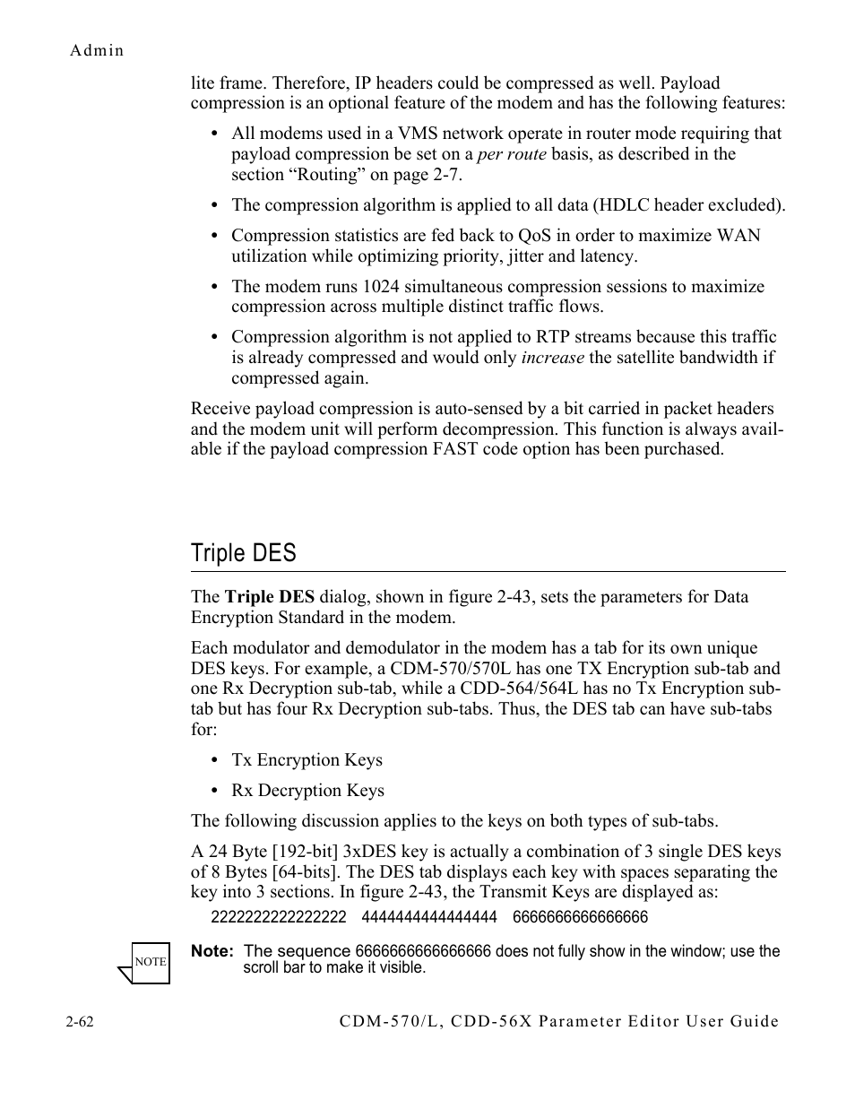 Triple des, Triple des -62 | Comtech EF Data CDM-570/L Vipersat Parameter Editor User Manual | Page 78 / 96