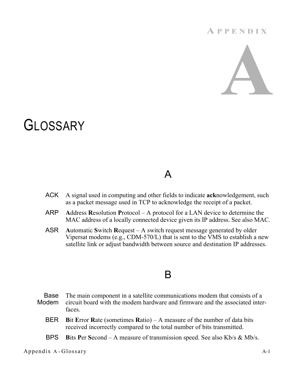 Glossary, Lossary | Comtech EF Data CDM-570/L Vipersat Parameter Editor User Manual | Page 83 / 96