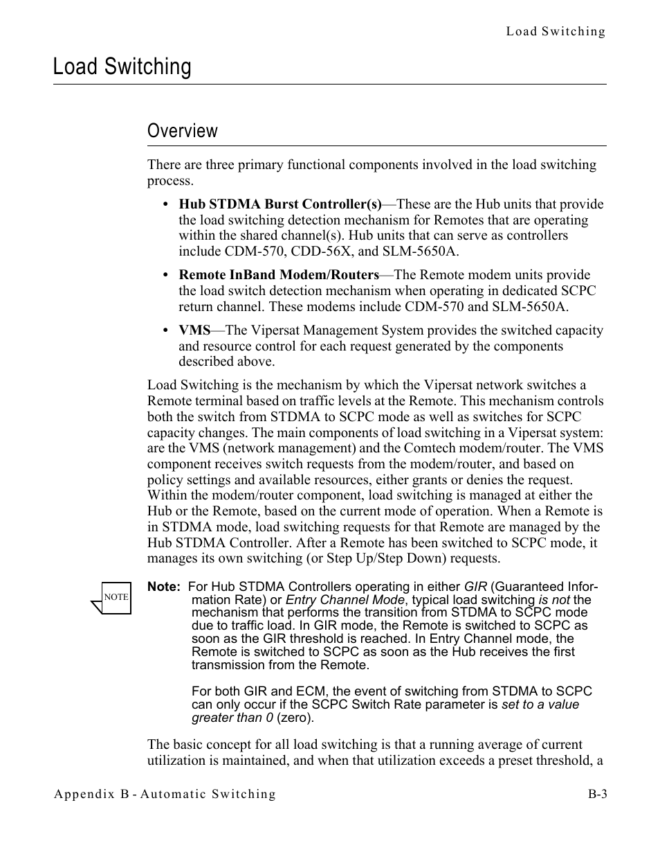 Load switching, Overview, Load switching . . . . . . . . . . . . . . . . b-3 | Overview . . . . . . . . . . . . . . . . . . b-3 | Comtech EF Data SLM-5650A
 Vipersat User Manual | Page 101 / 154