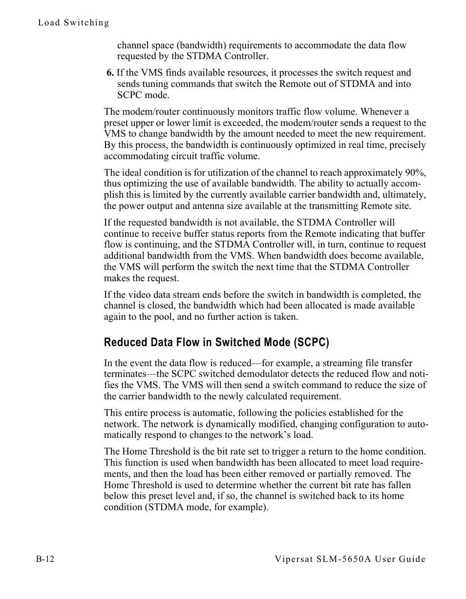 Reduced data flow in switched mode (scpc), Reduced data flow in switched mode, Scpc) . . . . . . . . . . . . . . . b-12 | Comtech EF Data SLM-5650A
 Vipersat User Manual | Page 110 / 154