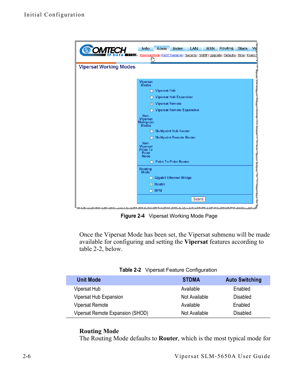 Table 2-2 vipersat feature configuration, And table 2-2, Figure 2-4) | Comtech EF Data SLM-5650A
 Vipersat User Manual | Page 30 / 154