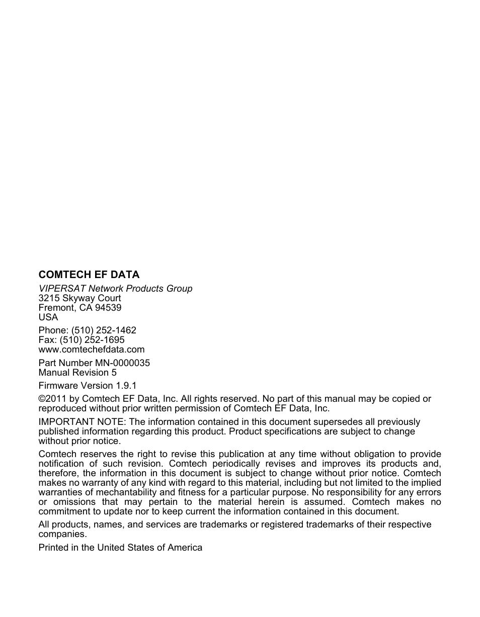 Comtech EF Data SLM-5650A
 Vipersat User Manual | Page 4 / 154