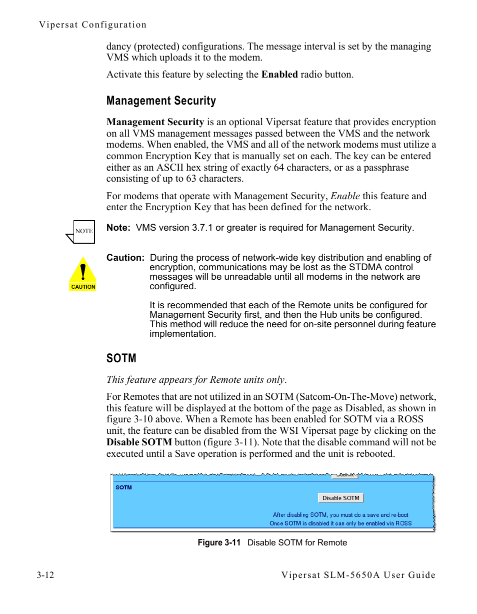 Management security, Sotm, Management security -12 sotm -12 | Figure 3-11 disable sotm for remote | Comtech EF Data SLM-5650A
 Vipersat User Manual | Page 52 / 154