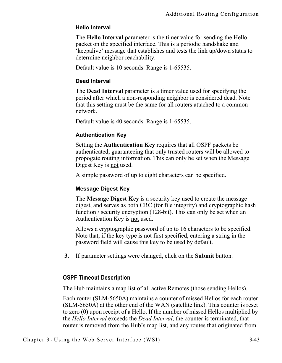 Ospf timeout description, Ospf timeout description -43 | Comtech EF Data SLM-5650A
 Vipersat User Manual | Page 83 / 154