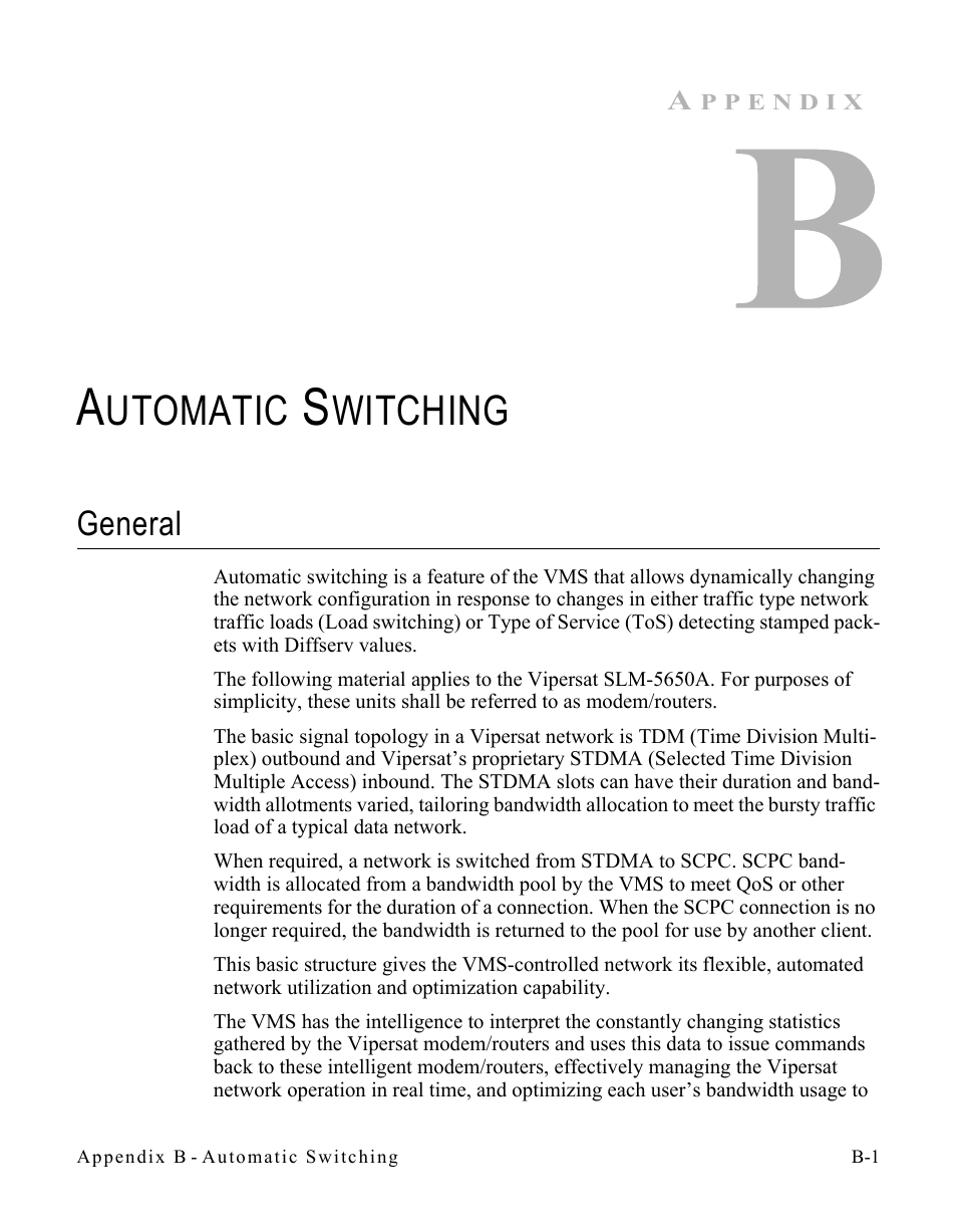 Automatic switching, General, Appendix b | Refer to appendix b “automatic switching” in thi, Utomatic, Witching | Comtech EF Data SLM-5650A
 Vipersat User Manual | Page 99 / 154