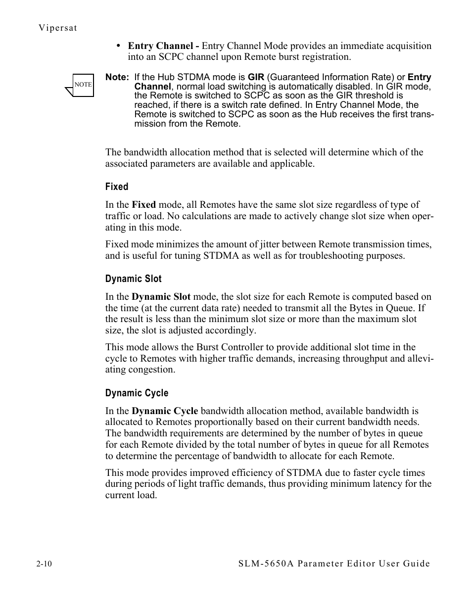 Fixed, Dynamic slot, Dynamic cycle | Comtech EF Data SLM-5650A Vipersat Parameter Editor User Manual | Page 26 / 80