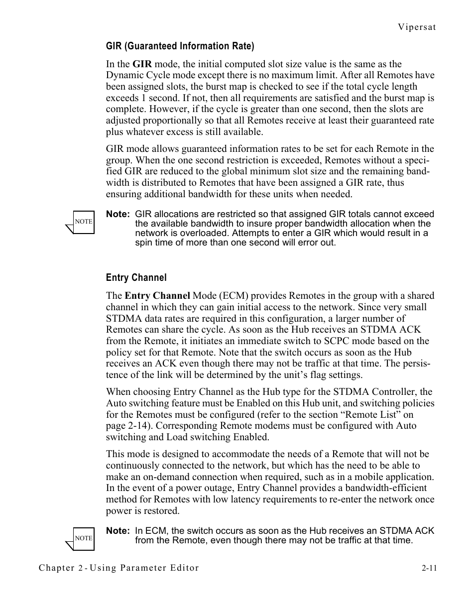 Gir (guaranteed information rate), Entry channel | Comtech EF Data SLM-5650A Vipersat Parameter Editor User Manual | Page 27 / 80