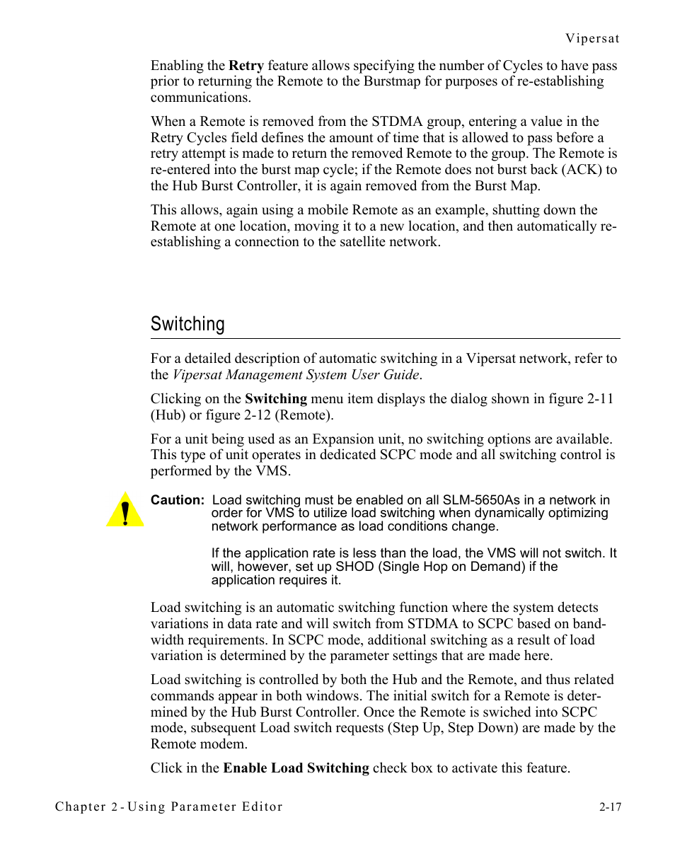 Switching, Switching -17 | Comtech EF Data SLM-5650A Vipersat Parameter Editor User Manual | Page 33 / 80