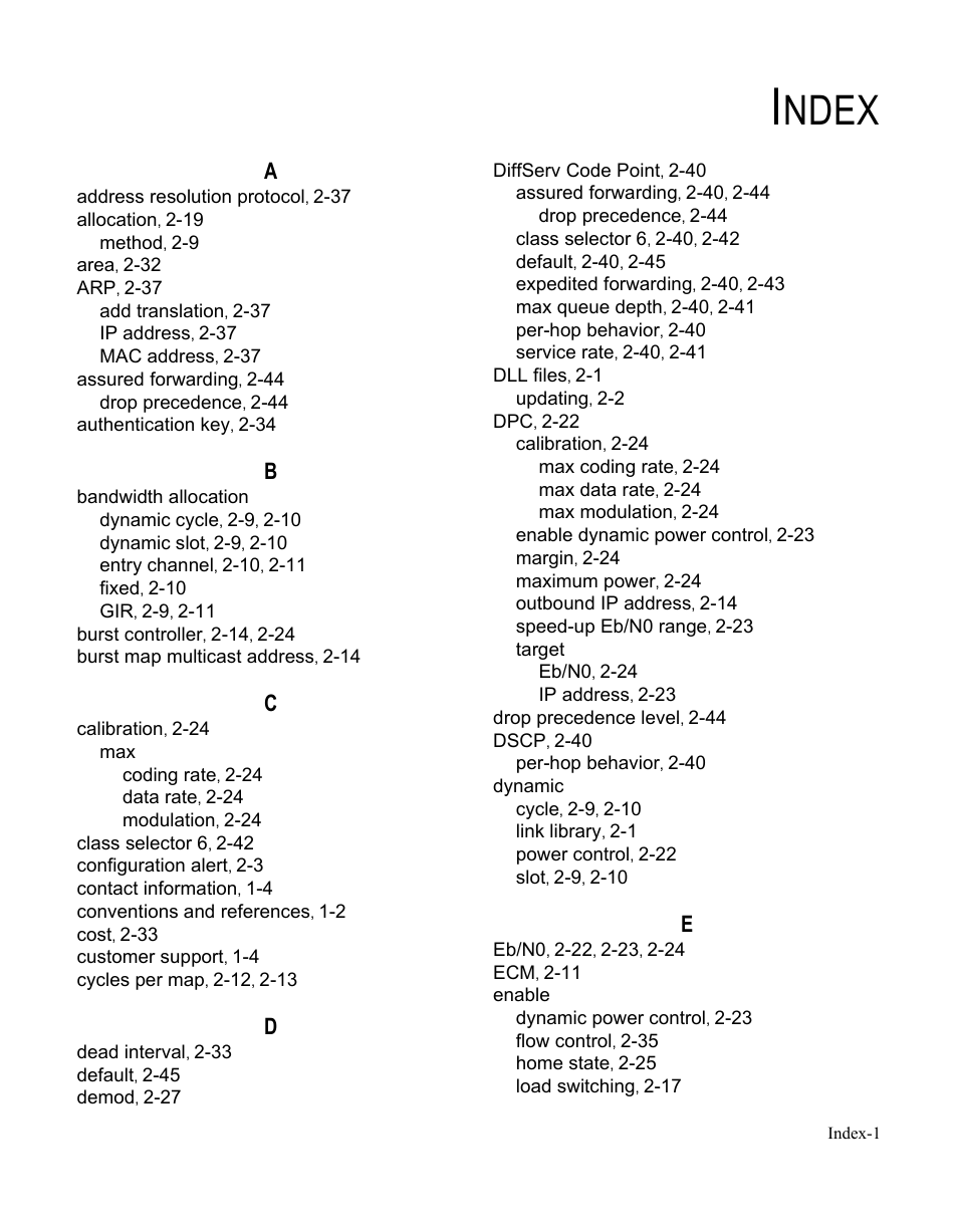 Index, Ndex | Comtech EF Data SLM-5650A Vipersat Parameter Editor User Manual | Page 77 / 80