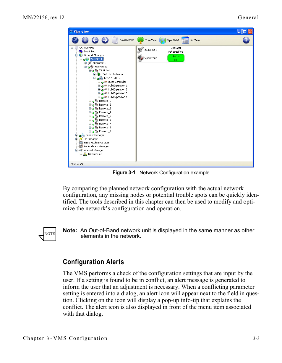 Configuration alerts, Configuration alerts -3, Figure 3-1 network configuration example | Comtech EF Data VMS v3.12.x Vipersat User Manual | Page 103 / 558