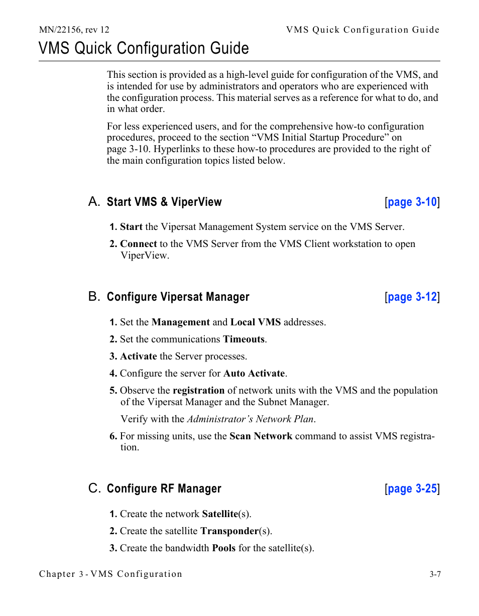 Vms quick configuration guide, Vms quick configuration guide -7, A. b. c | Comtech EF Data VMS v3.12.x Vipersat User Manual | Page 107 / 558