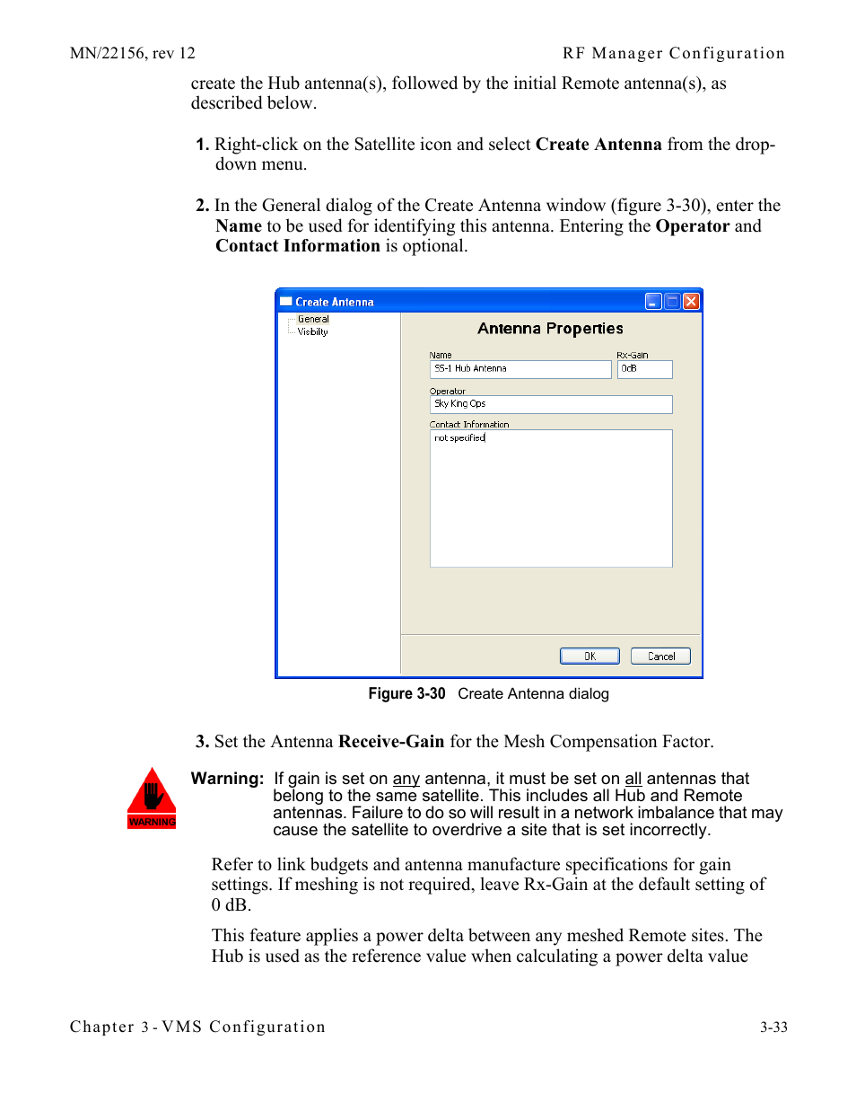 Figure 3-30 create antenna dialog | Comtech EF Data VMS v3.12.x Vipersat User Manual | Page 133 / 558