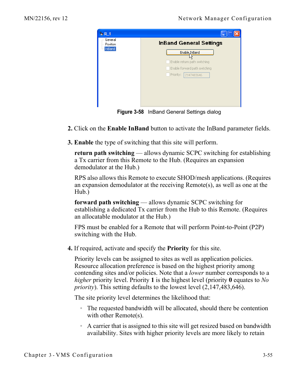 Figure 3-58 inband general settings dialog | Comtech EF Data VMS v3.12.x Vipersat User Manual | Page 155 / 558