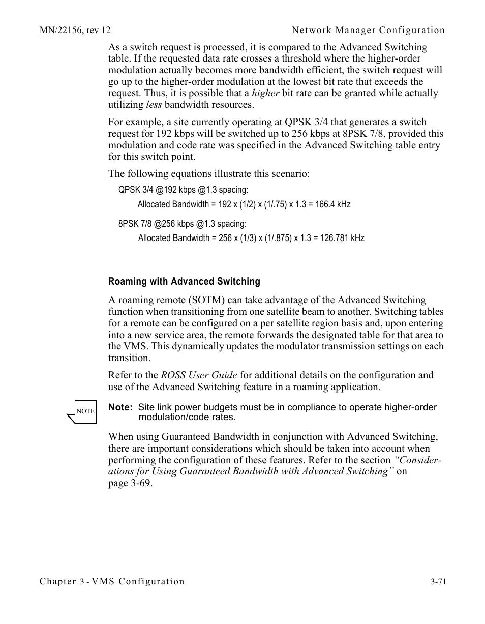 Roaming with advanced switching, Roaming with advanced switching . 3-71 | Comtech EF Data VMS v3.12.x Vipersat User Manual | Page 171 / 558