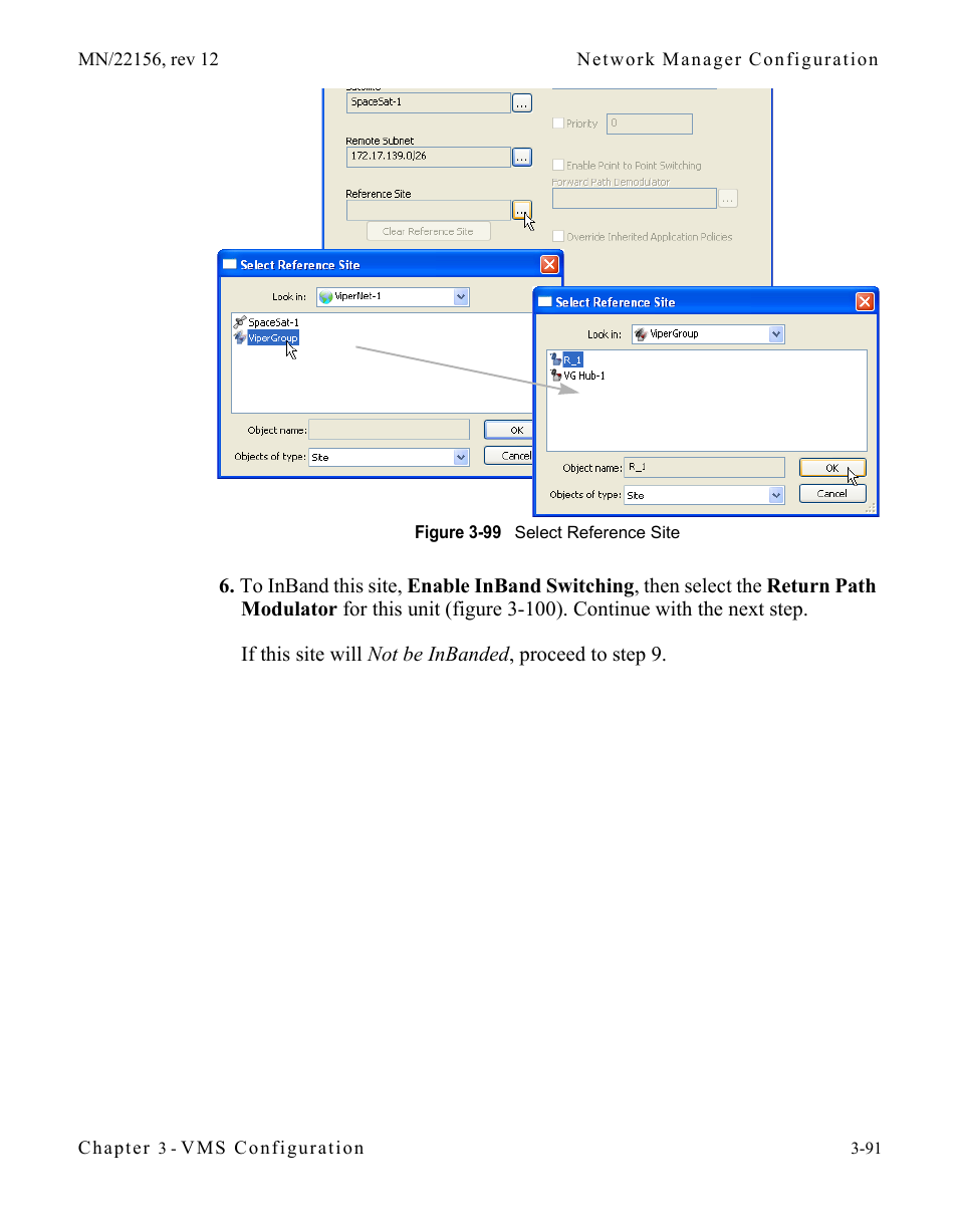 Figure 3-99 select reference site | Comtech EF Data VMS v3.12.x Vipersat User Manual | Page 191 / 558