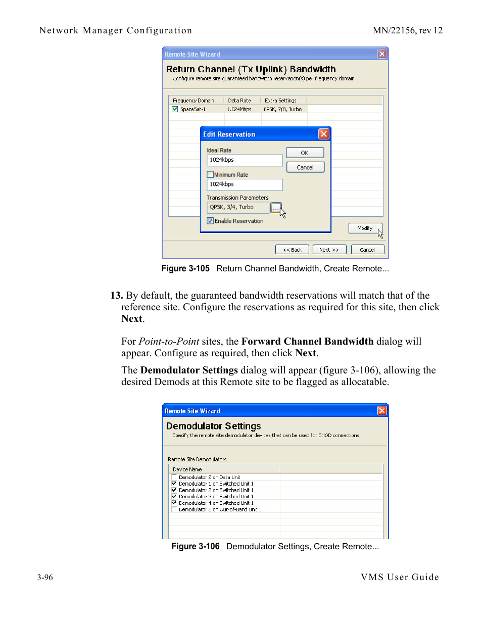 Figure 3-106 demodulator settings, create, Remote, Figure 3-105). proceed to step 13 | Comtech EF Data VMS v3.12.x Vipersat User Manual | Page 196 / 558