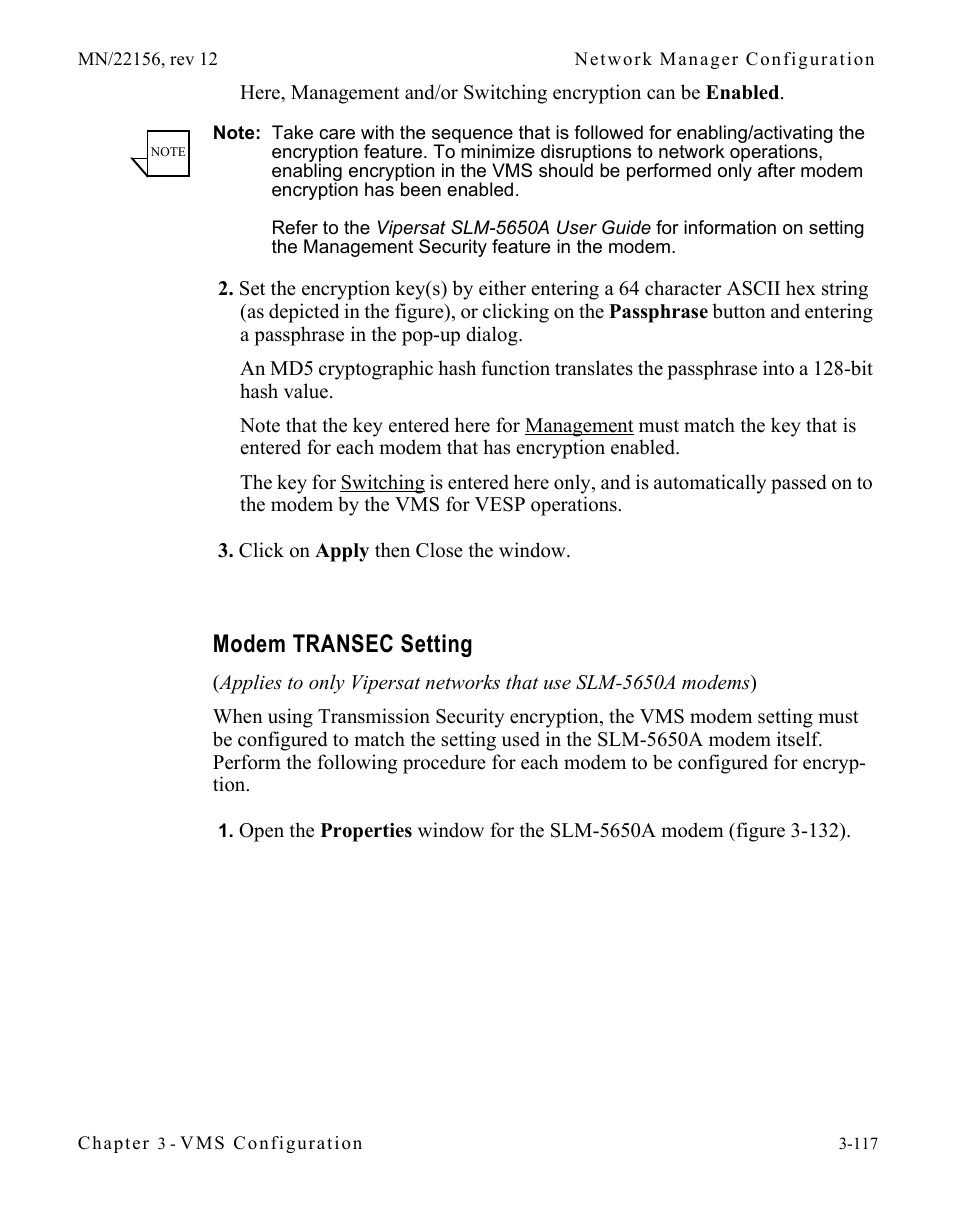 Modem transec setting, Modem transec setting -117 | Comtech EF Data VMS v3.12.x Vipersat User Manual | Page 217 / 558
