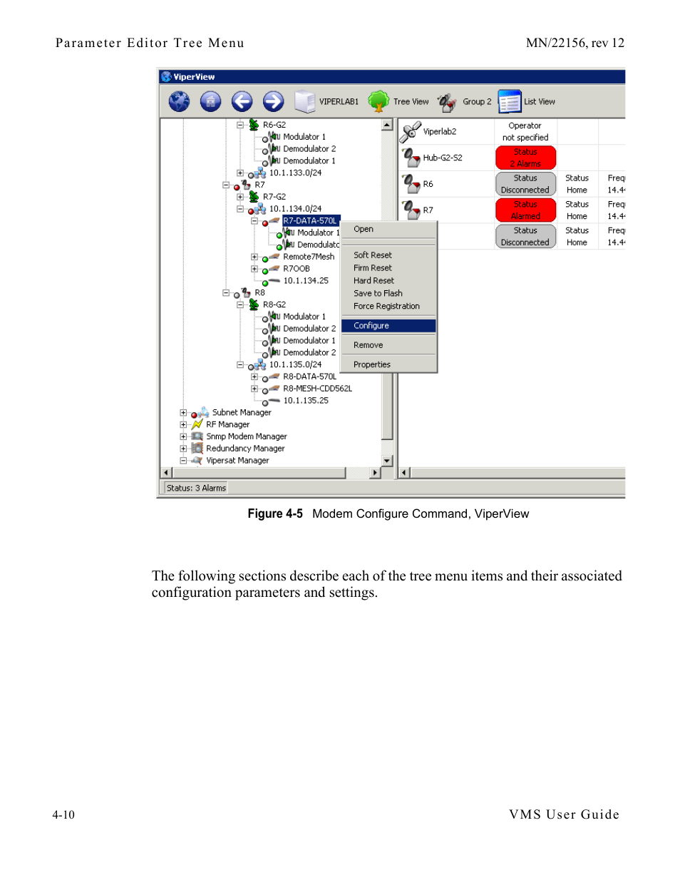 Figure 4-5 modem configure command, viperview | Comtech EF Data VMS v3.12.x Vipersat User Manual | Page 228 / 558