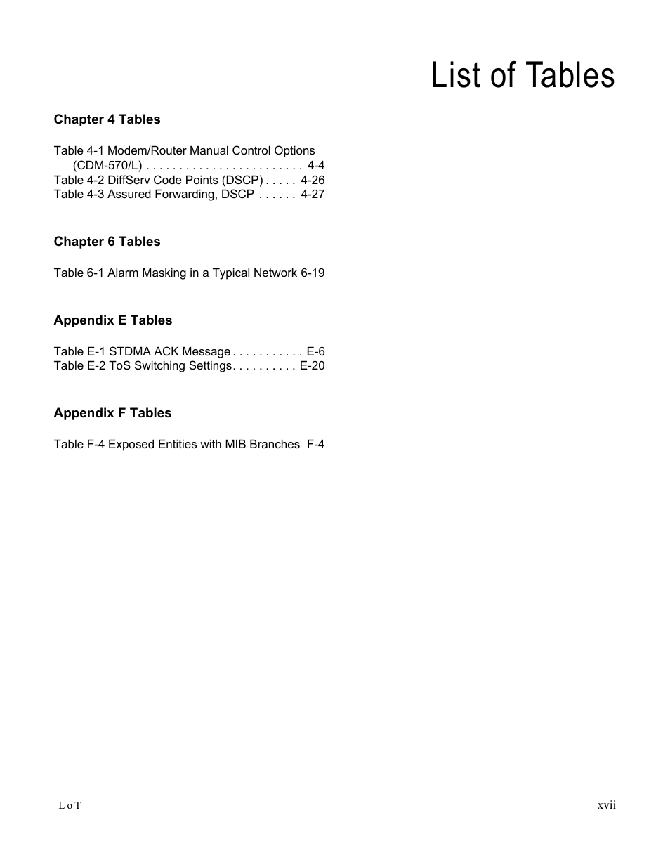 List of tables | Comtech EF Data VMS v3.12.x Vipersat User Manual | Page 23 / 558