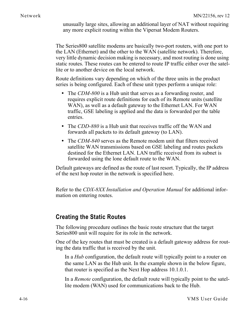 Creating the static routes, Creating the static routes -16 | Comtech EF Data VMS v3.12.x Vipersat User Manual | Page 234 / 558