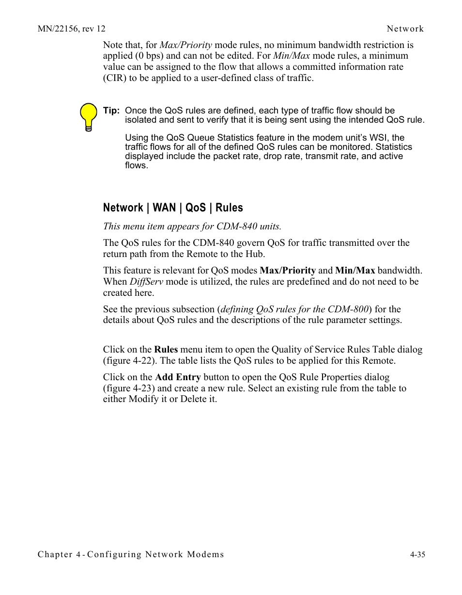 Network | wan | qos | rules, Network | wan | qos | rules -35 | Comtech EF Data VMS v3.12.x Vipersat User Manual | Page 253 / 558