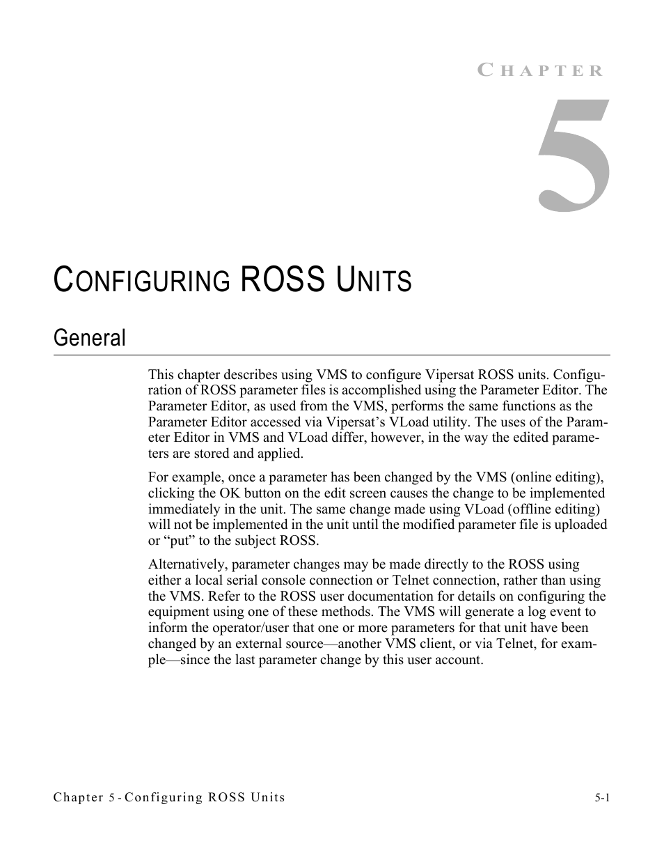 Configuring ross units, General, General -1 | Ross u, Onfiguring, Nits | Comtech EF Data VMS v3.12.x Vipersat User Manual | Page 289 / 558