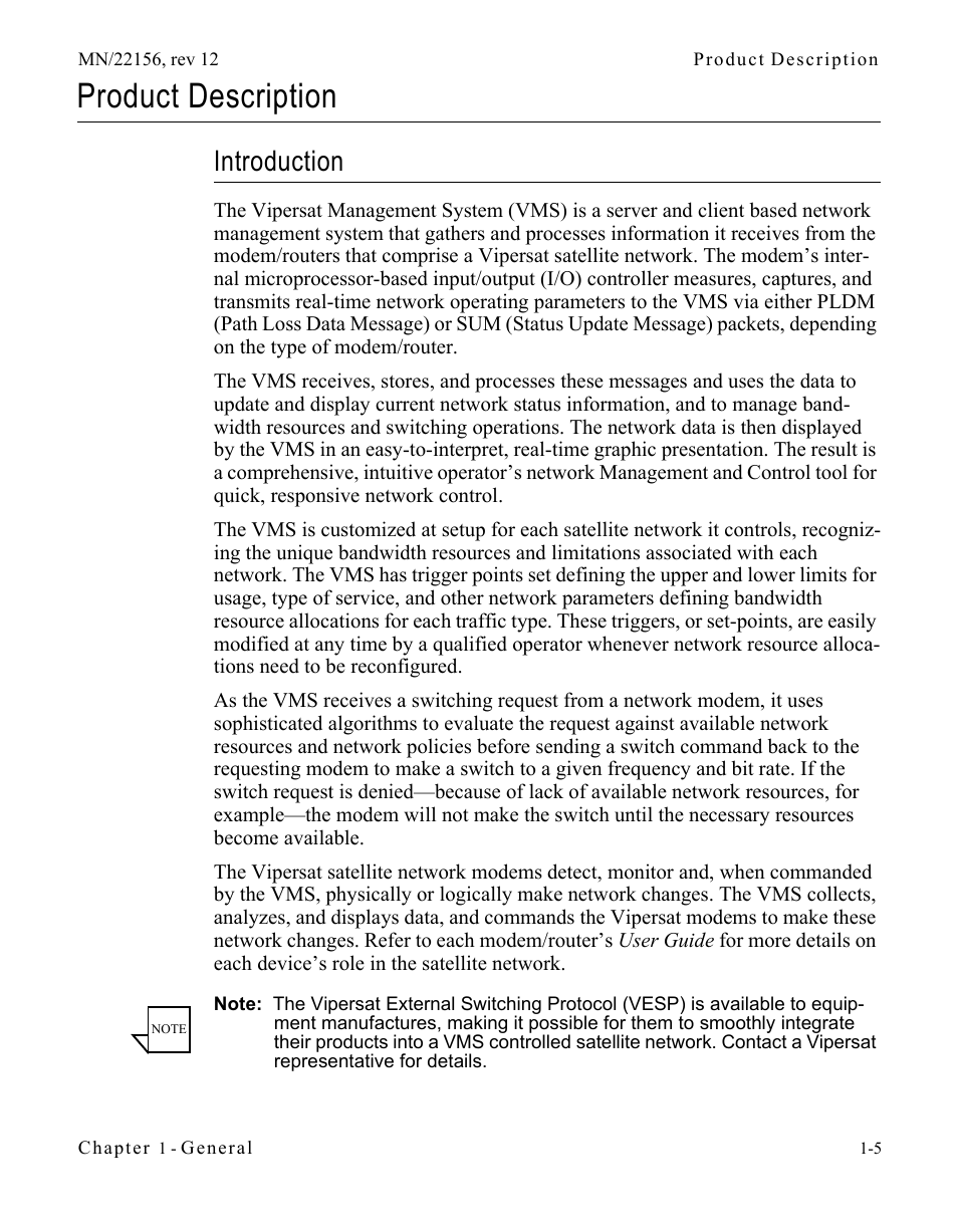Product description, Introduction, Product description -5 | Introduction -5 | Comtech EF Data VMS v3.12.x Vipersat User Manual | Page 29 / 558