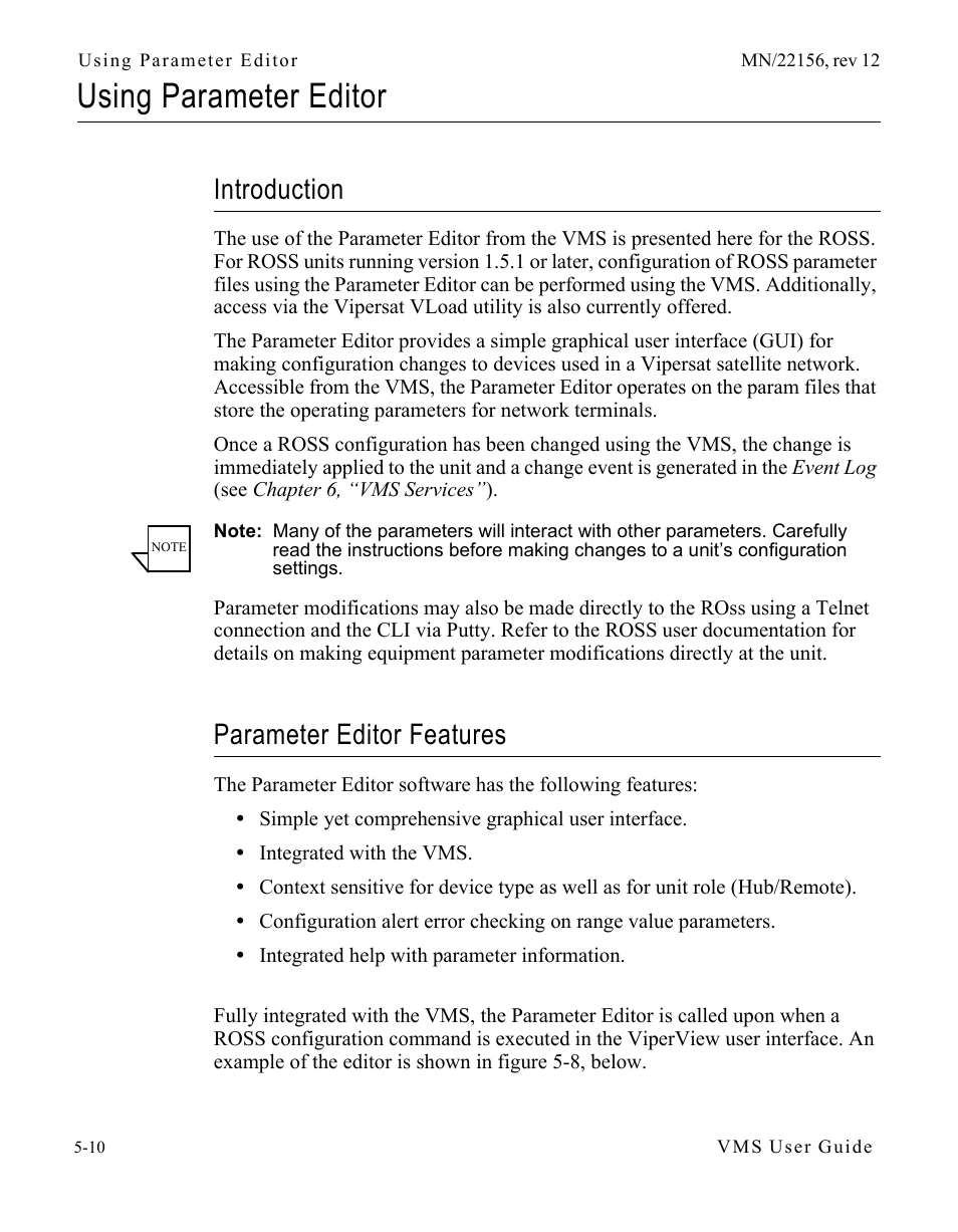 Using parameter editor, Introduction, Parameter editor features | Using parameter editor -10, Introduction -10 parameter editor features -10 | Comtech EF Data VMS v3.12.x Vipersat User Manual | Page 298 / 558