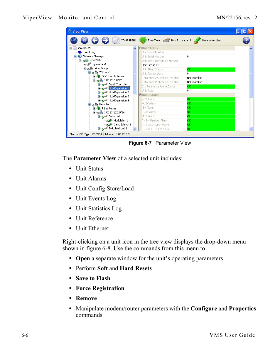 Figure 6-7 parameter view, N in figure 6-7, co | Comtech EF Data VMS v3.12.x Vipersat User Manual | Page 312 / 558