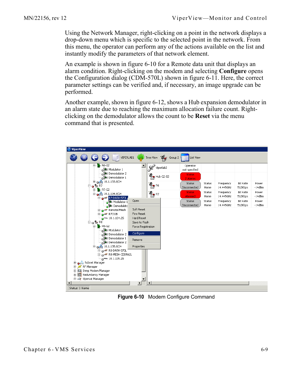 Figure 6-10 modem configure command | Comtech EF Data VMS v3.12.x Vipersat User Manual | Page 315 / 558