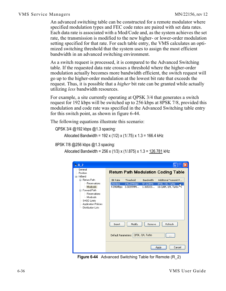 Figure 6-44 advanced switching table for remote, R_2) | Comtech EF Data VMS v3.12.x Vipersat User Manual | Page 342 / 558