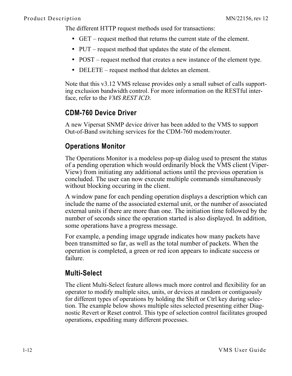 Cdm-760 device driver, Operations monitor, Multi-select | Comtech EF Data VMS v3.12.x Vipersat User Manual | Page 36 / 558