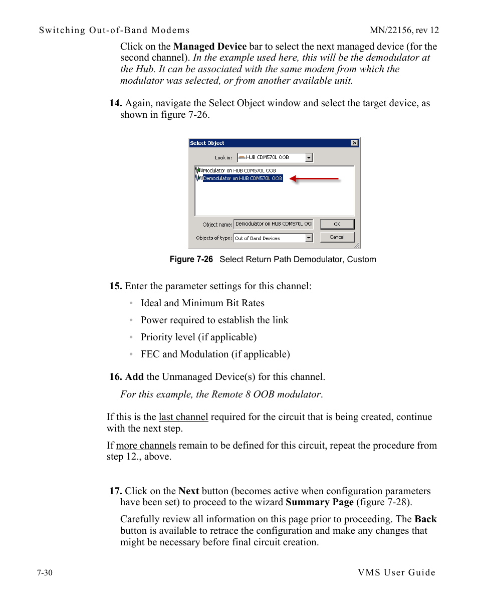 Figure 7-26 select return path demodulator, Custom | Comtech EF Data VMS v3.12.x Vipersat User Manual | Page 386 / 558