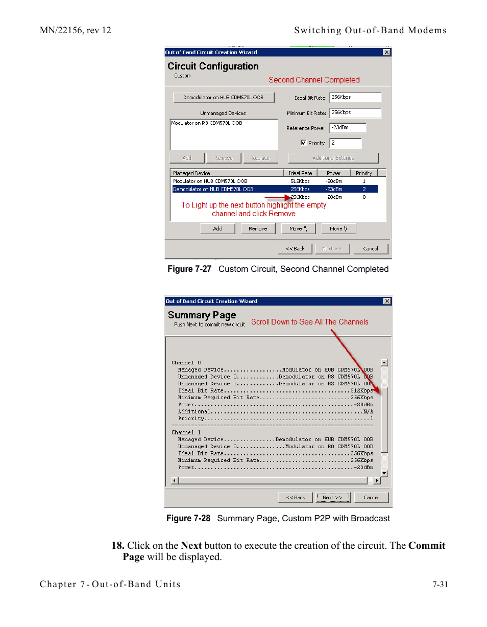 Figure 7-27 custom circuit, second channel, Completed, Broadcast | Comtech EF Data VMS v3.12.x Vipersat User Manual | Page 387 / 558