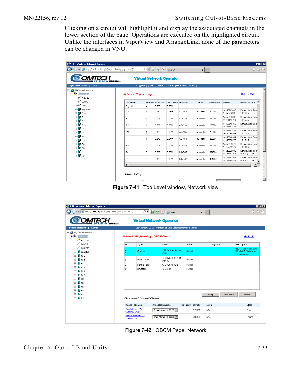 Figure 7-41 top level window, network view | Comtech EF Data VMS v3.12.x Vipersat User Manual | Page 395 / 558