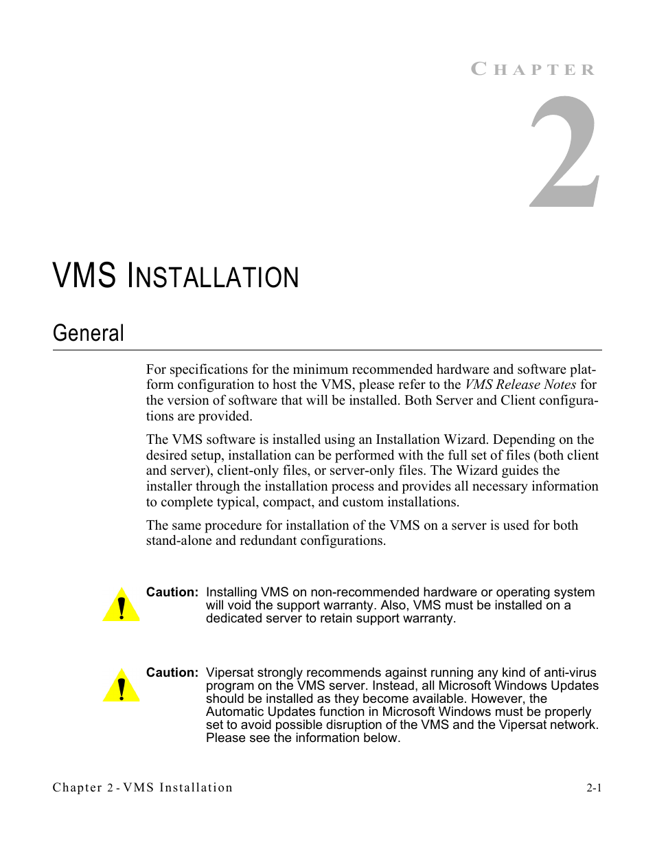 Vms installation, General, General -1 | Vms i, Nstallation | Comtech EF Data VMS v3.12.x Vipersat User Manual | Page 41 / 558