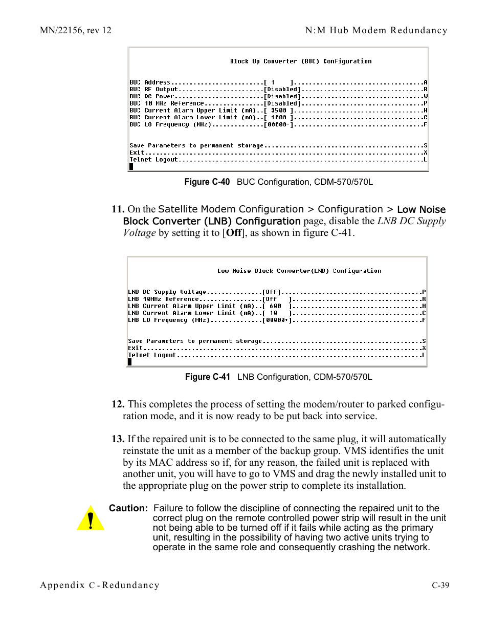 Figure c-40 buc configuration, cdm-570/570l, Figure c-41 lnb configuration, cdm-570/570l | Comtech EF Data VMS v3.12.x Vipersat User Manual | Page 449 / 558